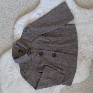 Girls wool blend button up cape style coat